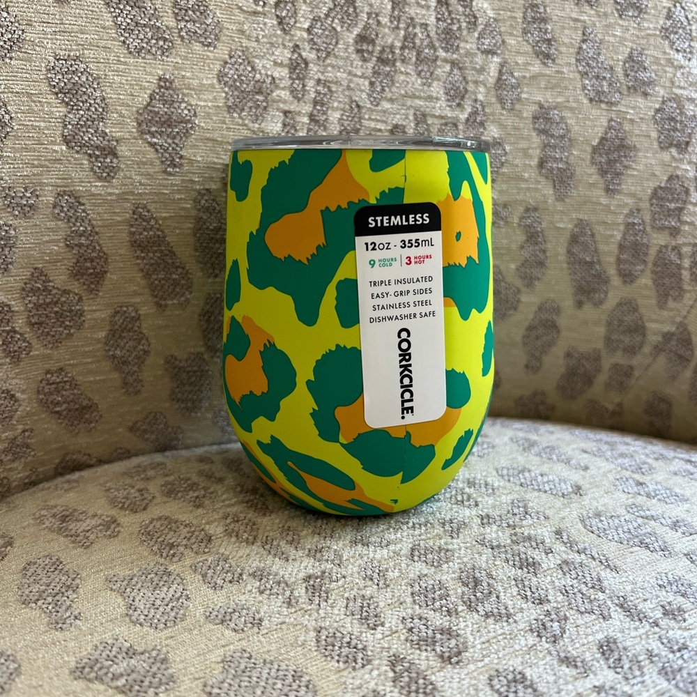 Corkcicle leopard stemless cup